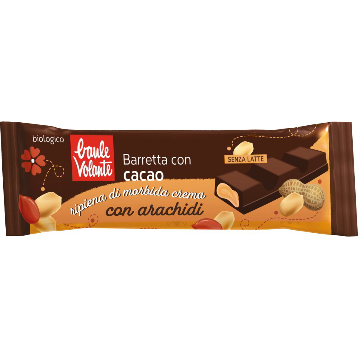 Barretta con cacao e ripieno morbido alle arachidi biologica senza glutine