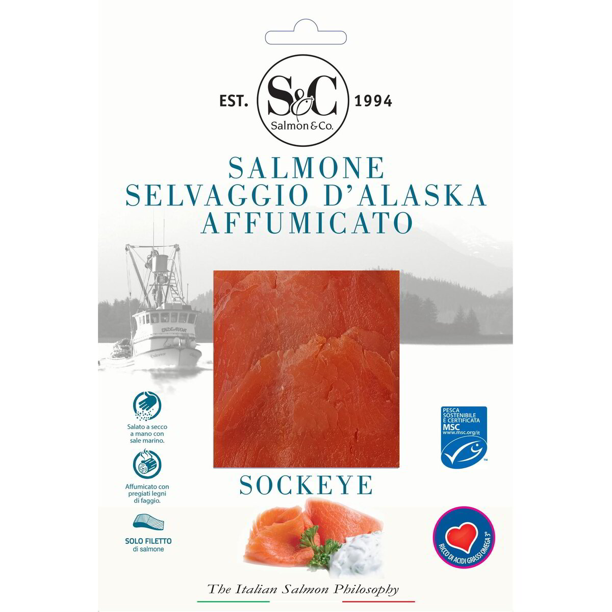 1.1kg Salmone Affumicato Selvatico Alaska Hand-Filleted - Foto 3