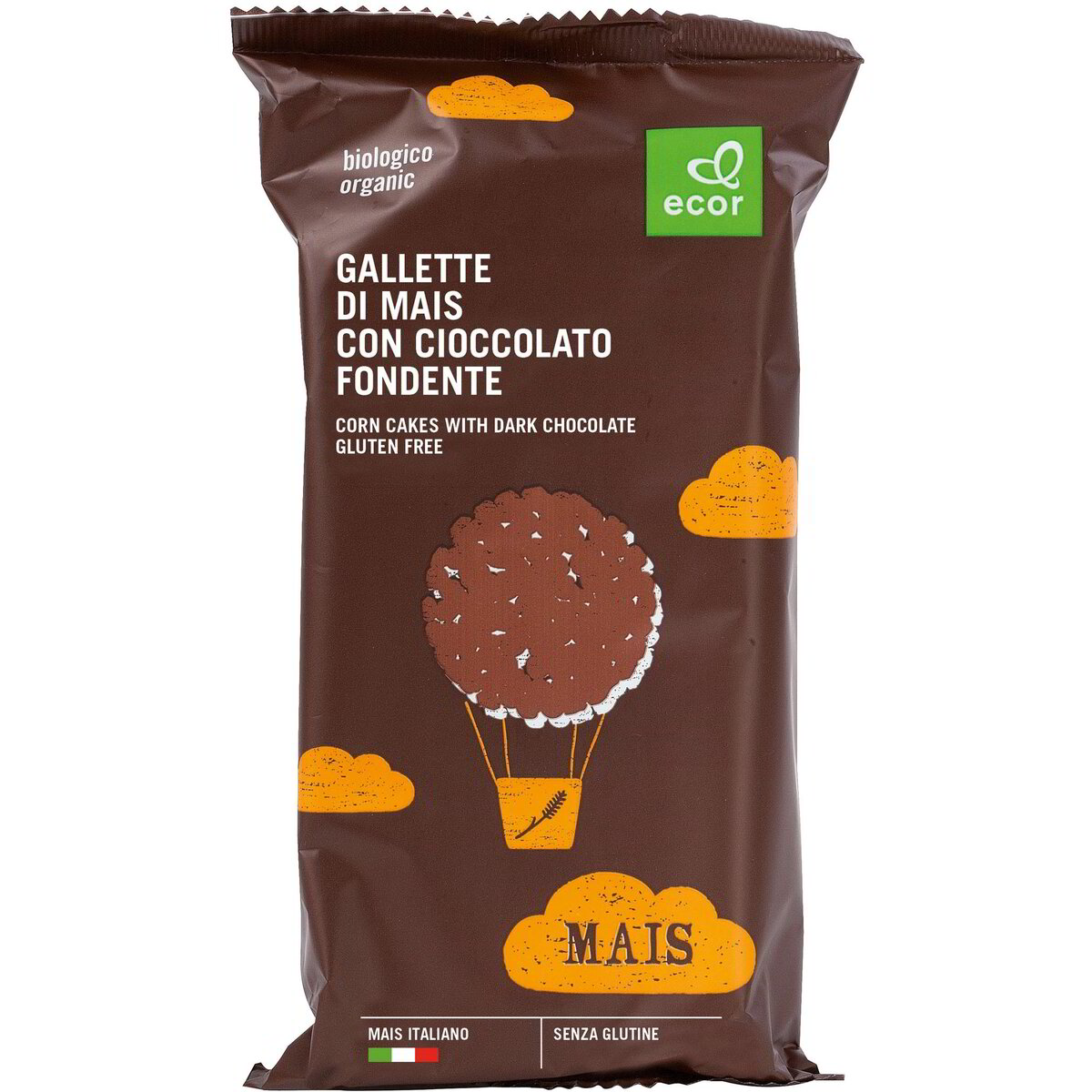 Gallette di mais ricoperte di cioccolato fondente