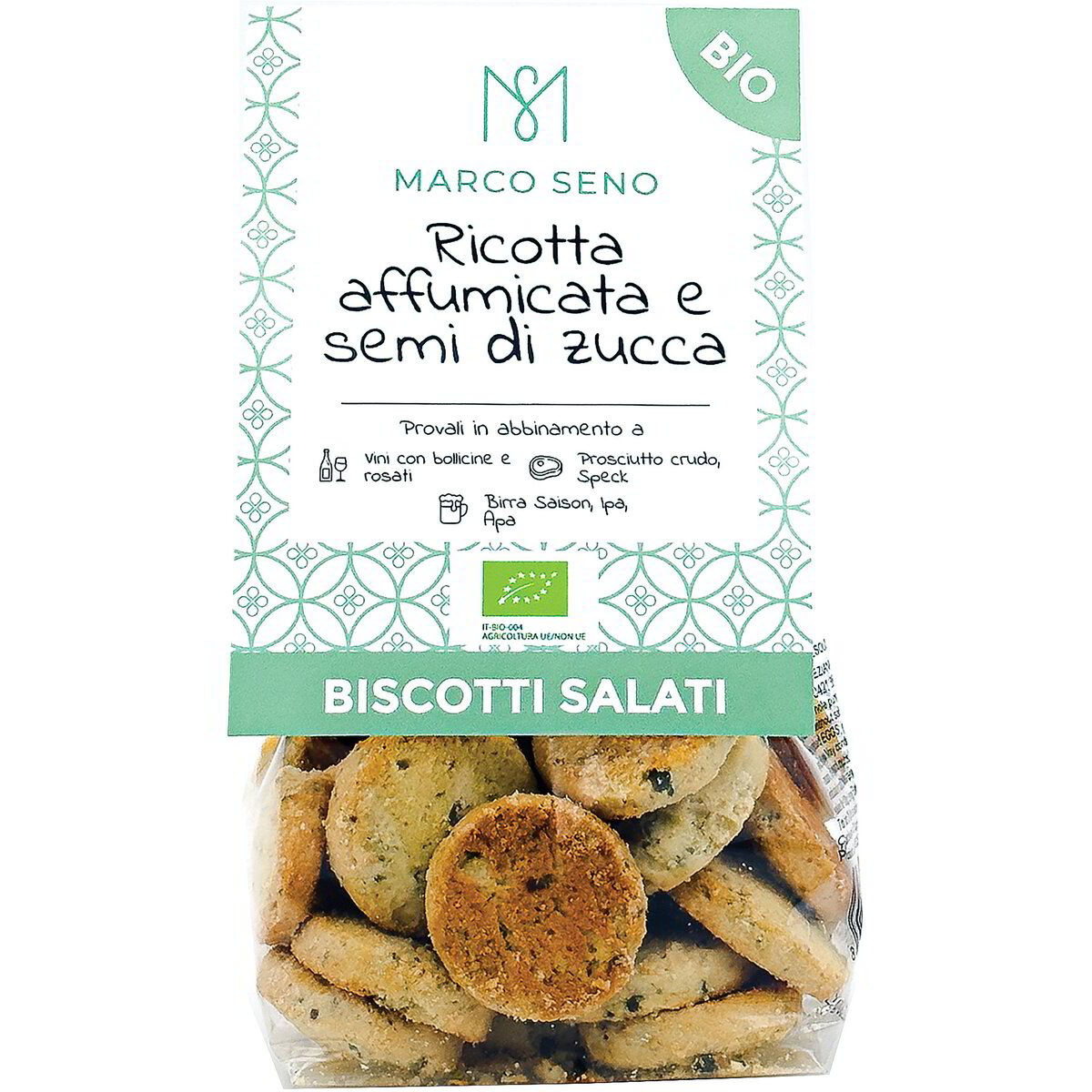 Biscotti salati con ricotta affumicata e semi di zucca
