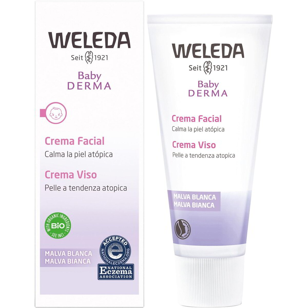 Crema per il viso senza profumazione Baby Derma alla malva bianca