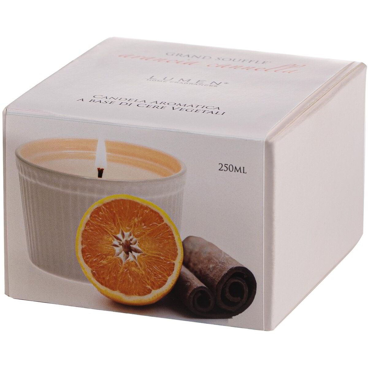 Grand soufflè candela vegetale fragranza arancia e cannella