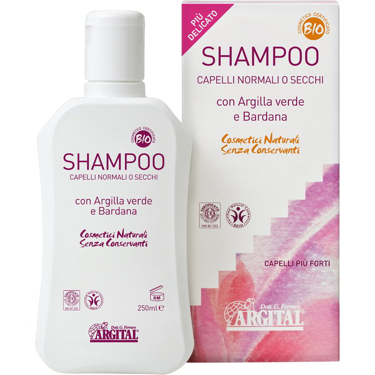 Shampoo per capelli normali o secchi con argilla verde e bardana