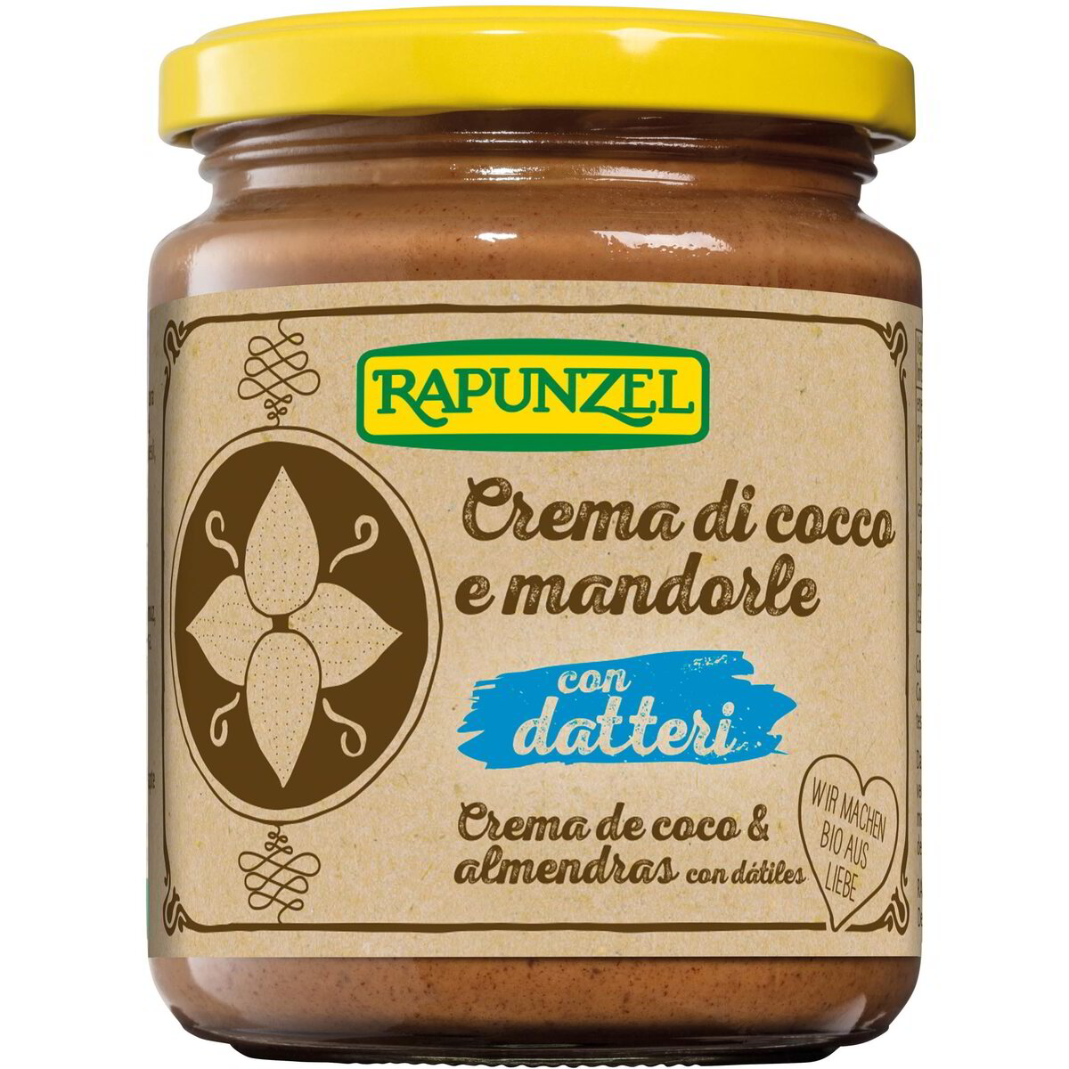 Crema di cocco con mandorle e datteri