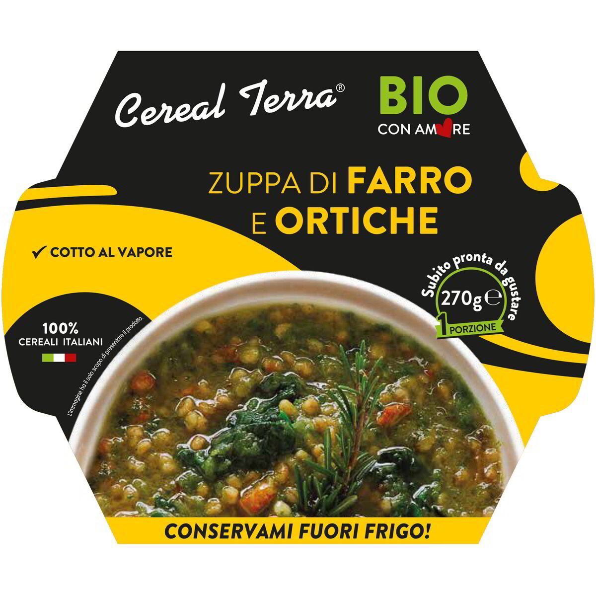 Zuppa pronta di farro e ortiche