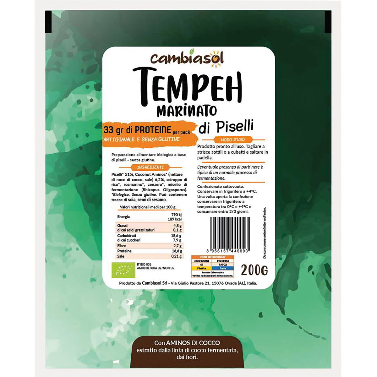 Tempeh di piselli marinato