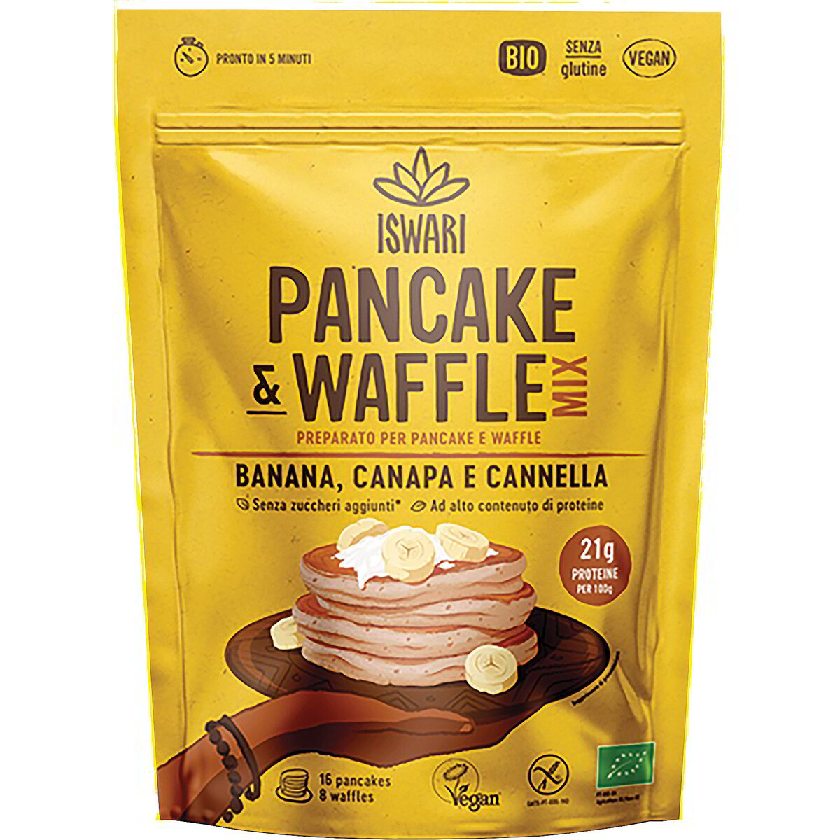 Pancake waffle mix banana, canapa e cannella