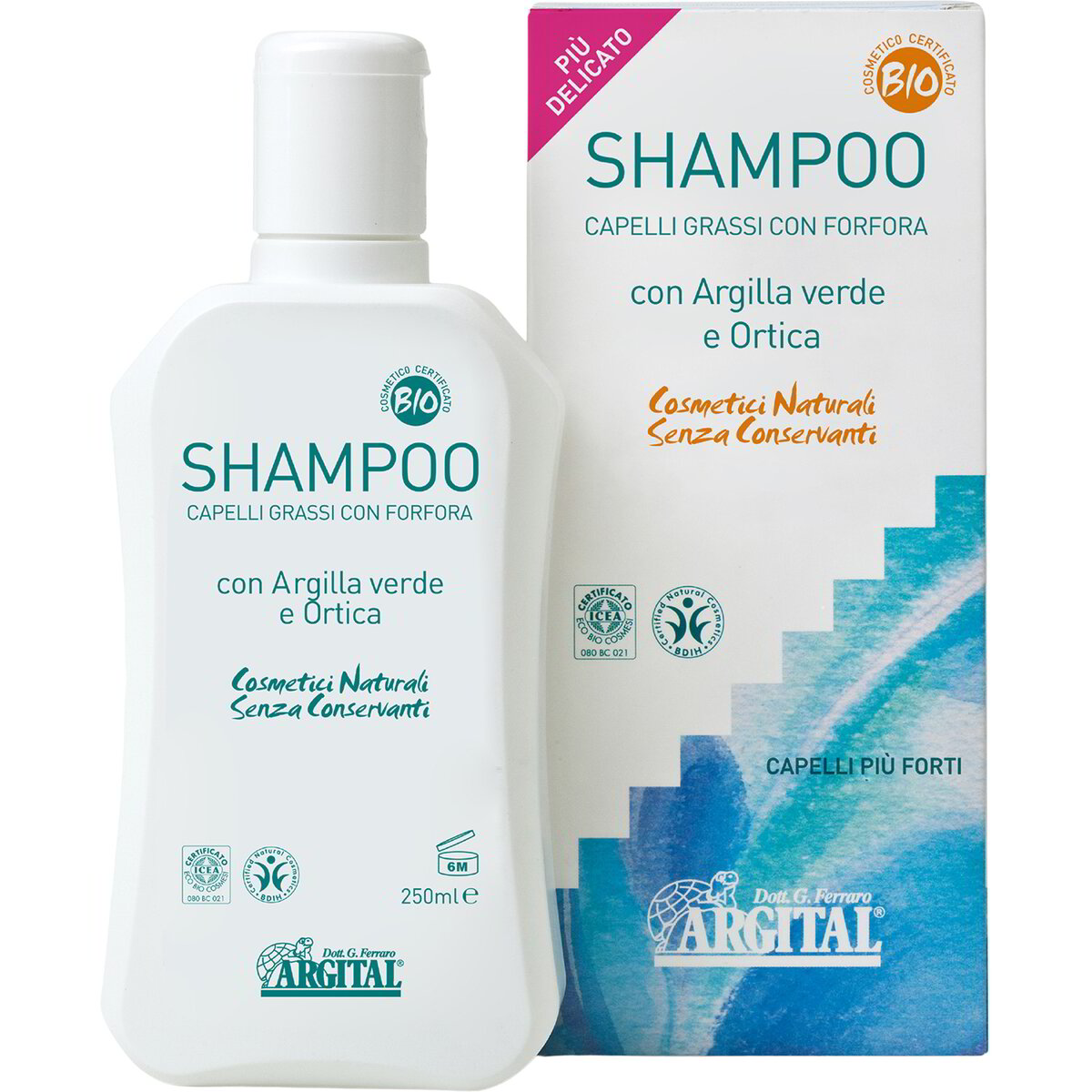Shampoo per capelli grassi con forfora con argilla verde e ortica
