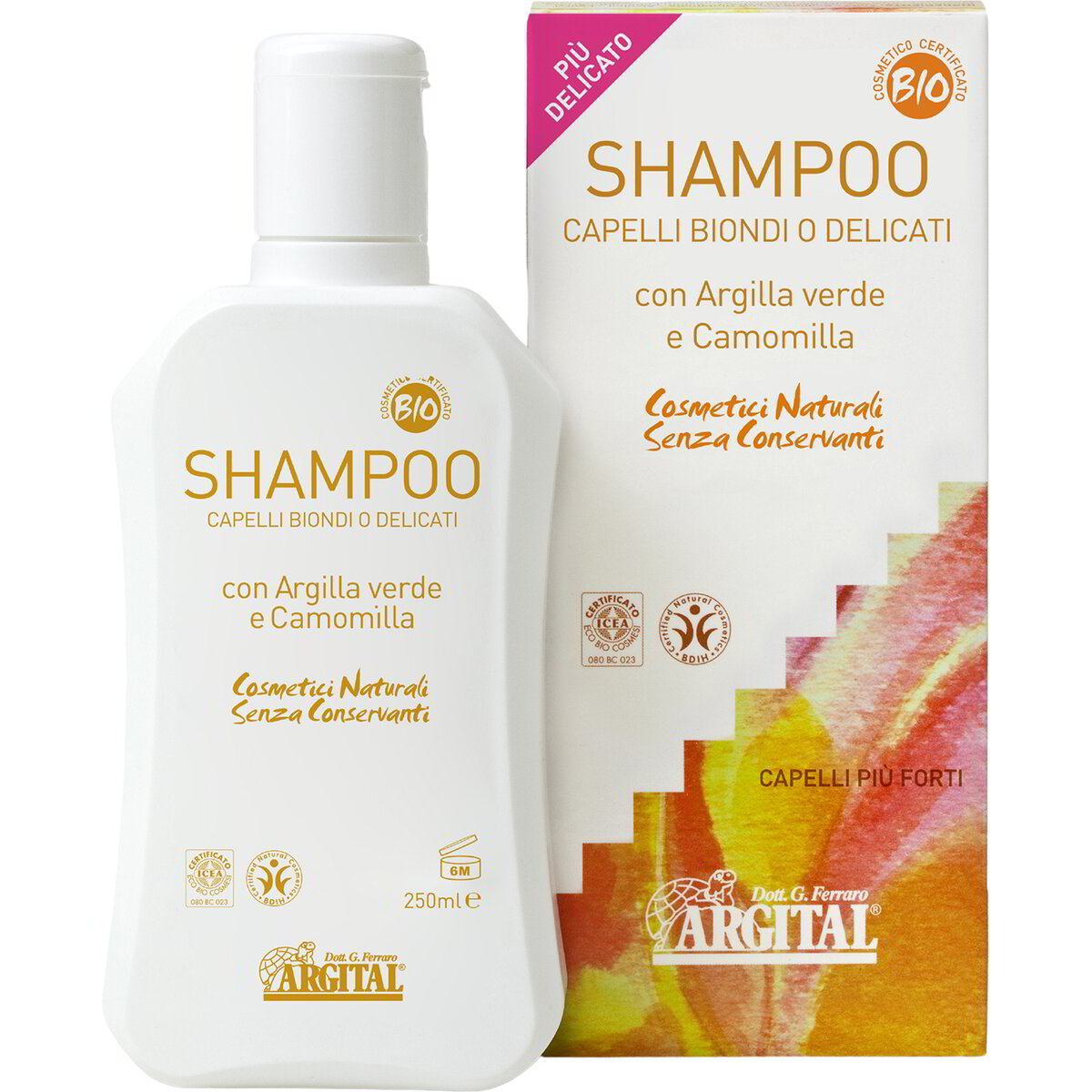 Shampoo per capelli biondi o delicati con argilla verde e camomilla