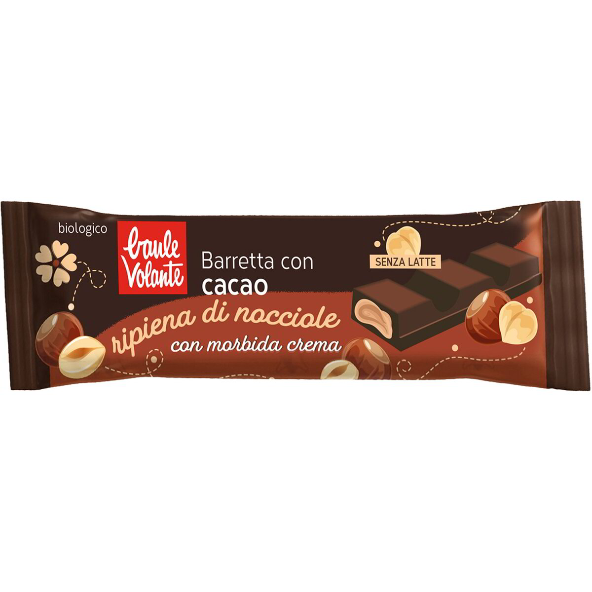 Barretta con cacao e ripieno morbido alle nocciole biologica senza glutine