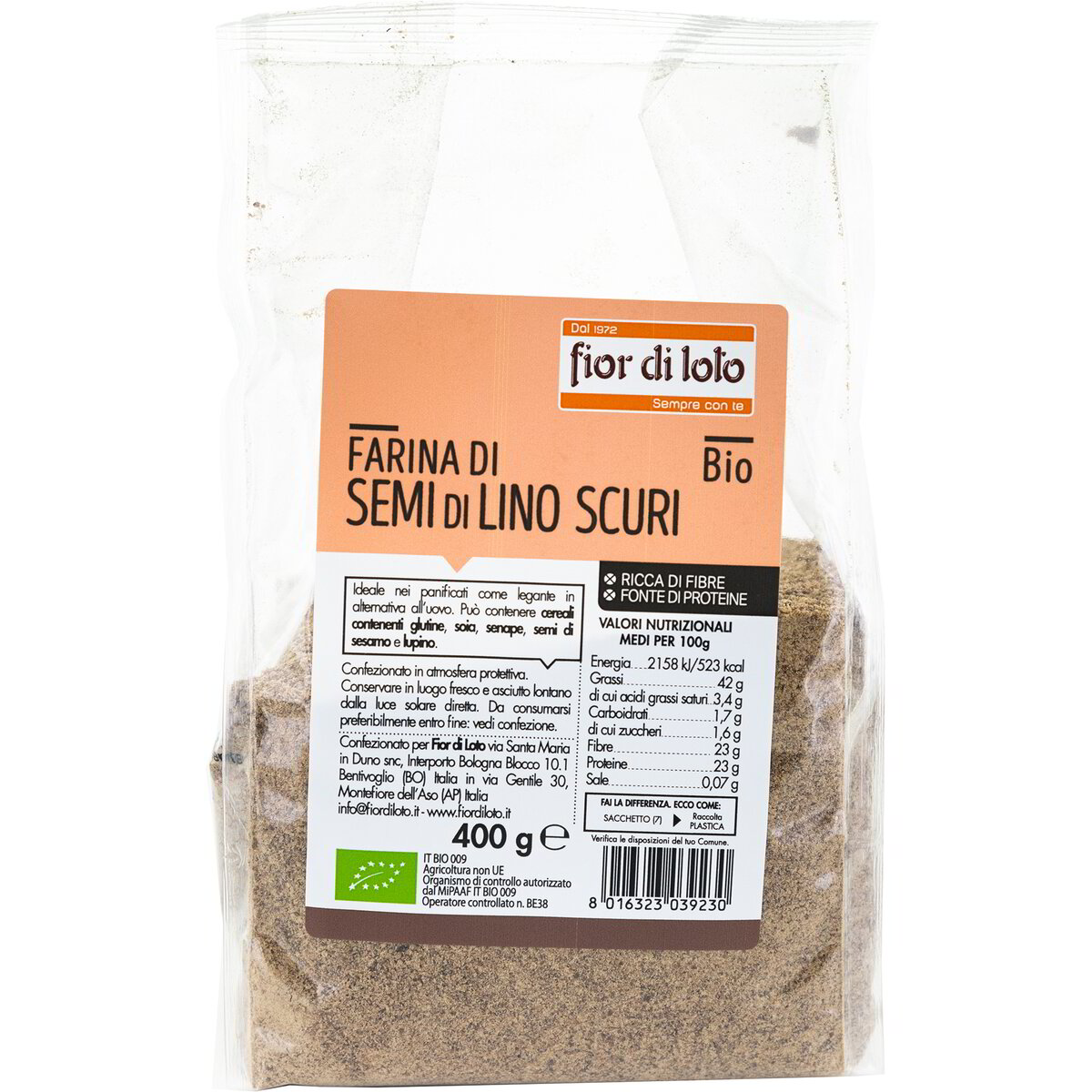 Farina di semi di lino scuri