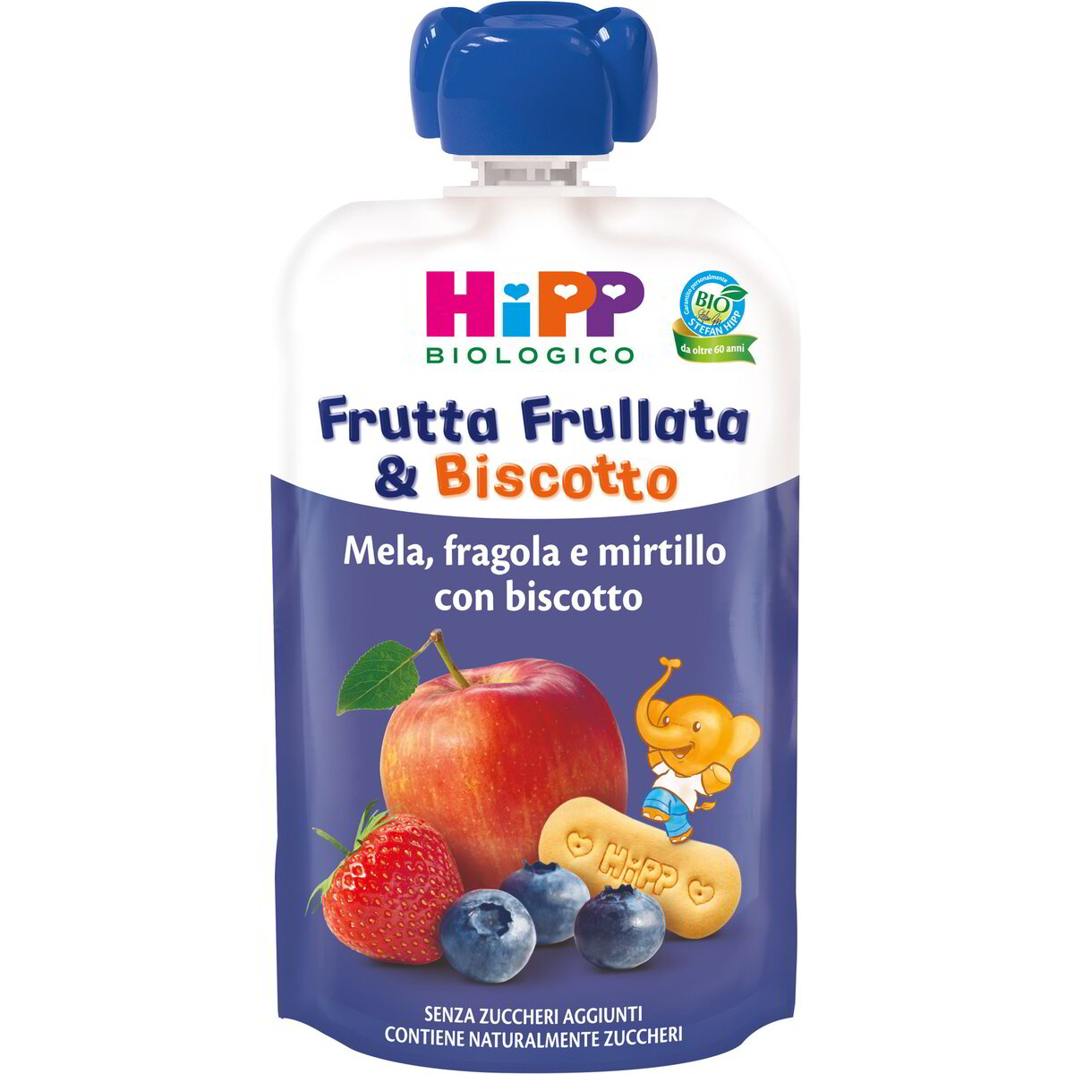 Frutta frullata - Mela, fragola e mirtillo con biscotto