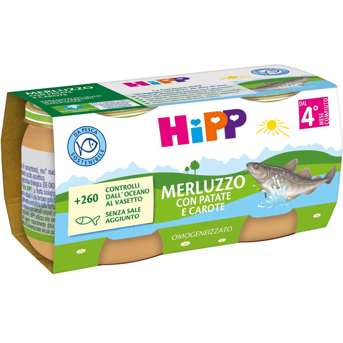 Omogeneizzato di merluzzo con carote e patate