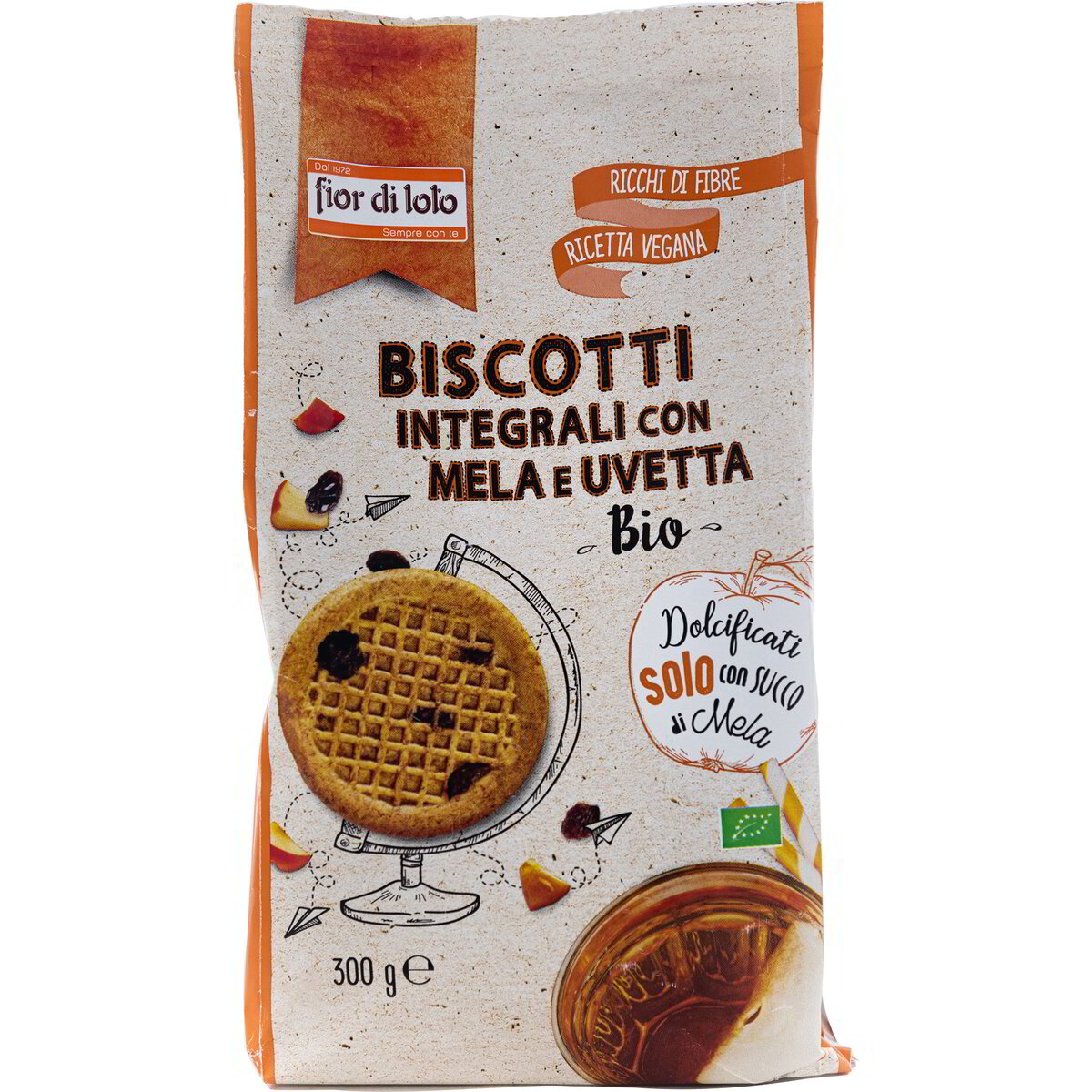 Biscotti integrali con mela e uvetta