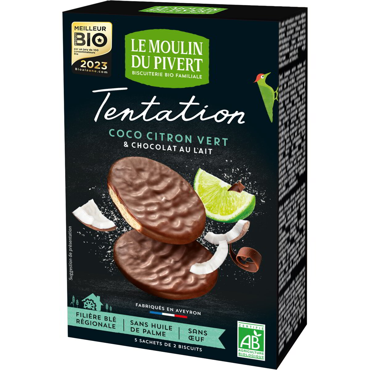 Tentation lime e cocco ricoperto con cioccolato al latte