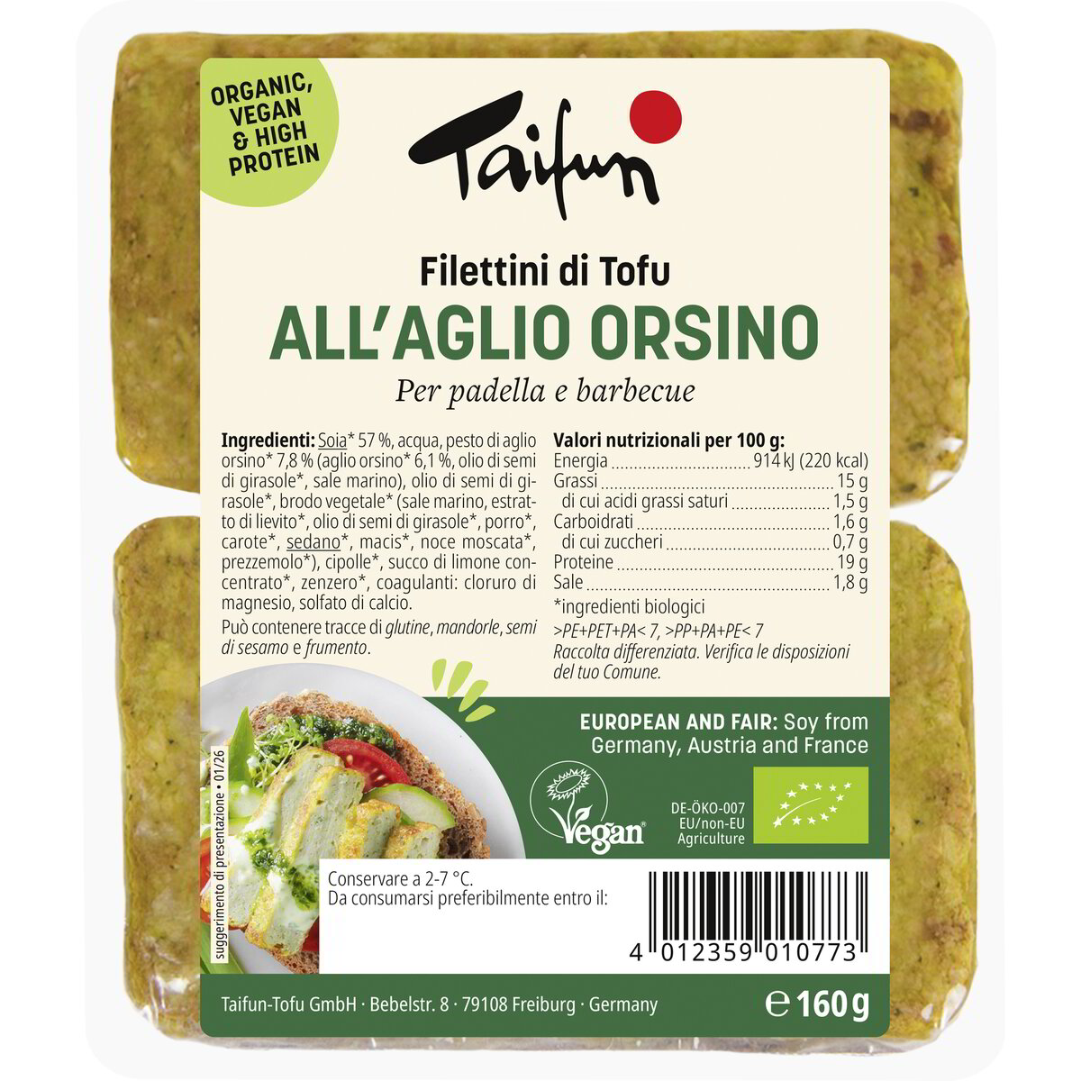 Filettini di tofu all’aglio orsino e cipolla